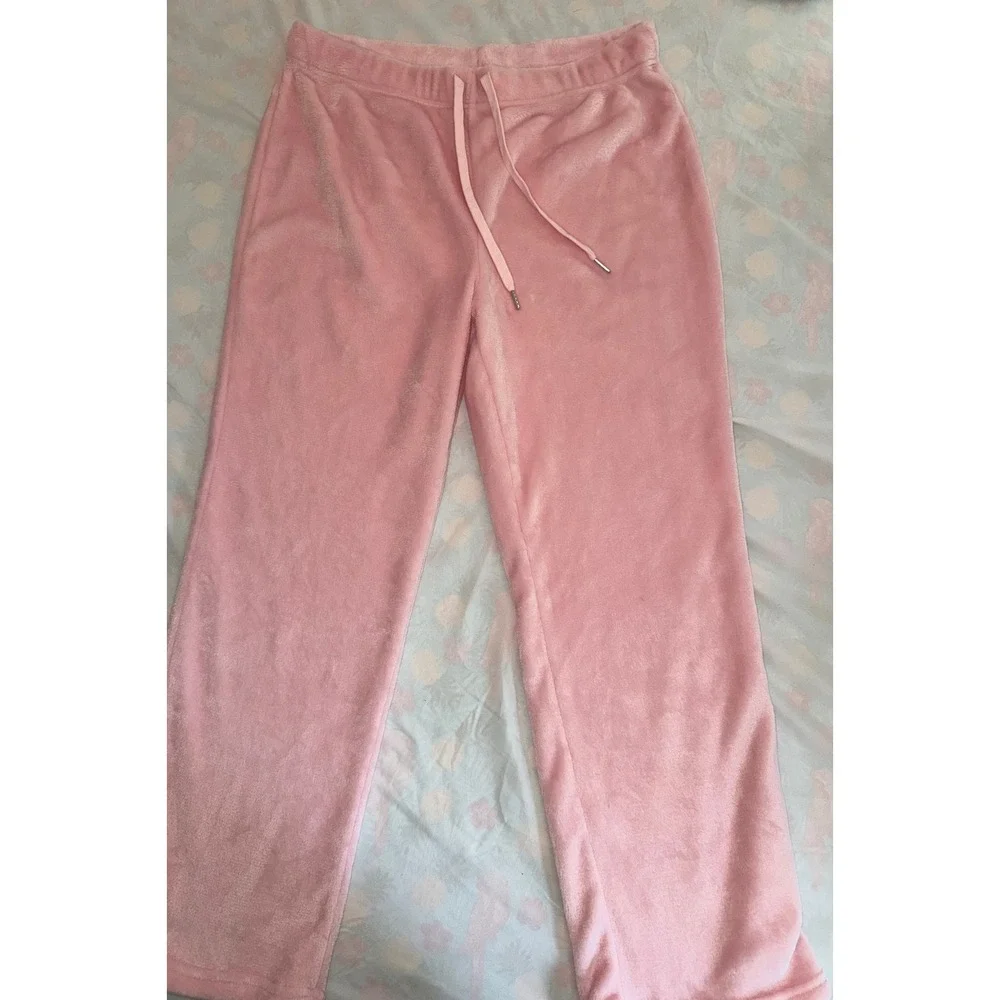 Juicy Couture Pink Velour Pajama Pants‎ XL Drawstring Sleepwear Loungewear